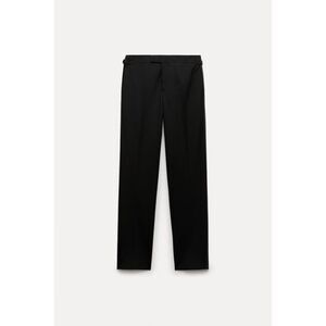 Black Zara Side-Waist Buckle Wool Blend Straight Leg Tuxedo Pants (NWT)